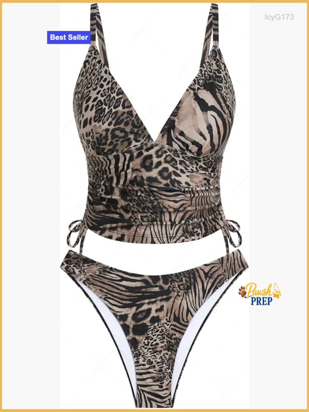 V Neck Tankini Set with Tummy Control, High Cut Bottom